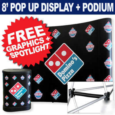 Pop-up trade show display promotion kiosk booth + print