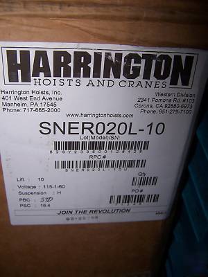 Harrington,hoist,crane, 2 ton,overhead, , heavy duty