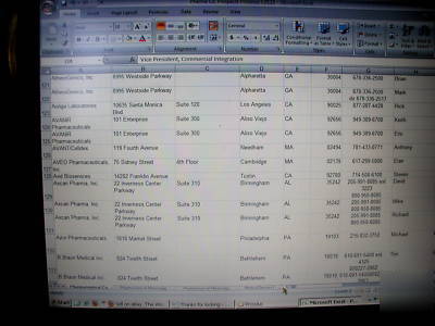 Pharmaceutical contact spreadsheet +600 contacts exec 