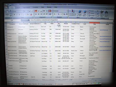 Pharmaceutical contact spreadsheet +600 contacts exec 