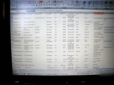 Pharmaceutical contact spreadsheet +600 contacts exec 
