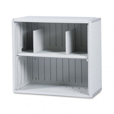 Snapease stackable open 2-shelf storage unit platm gray