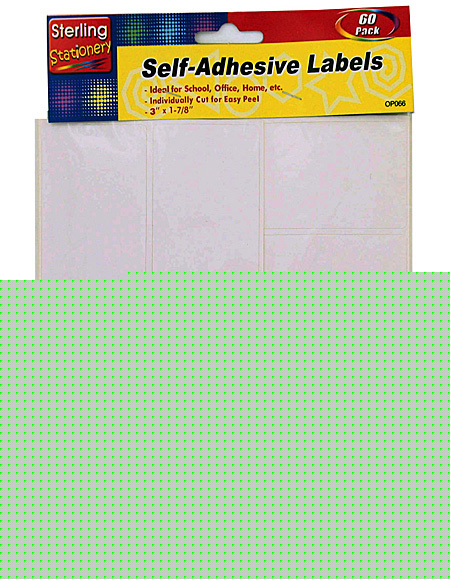 New wholesale case lot self adhesive white labels tags