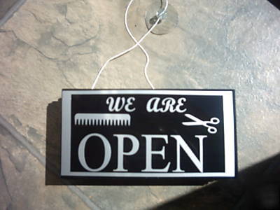 Open *barber* sign,signs,shop,window,hair salon,200X100