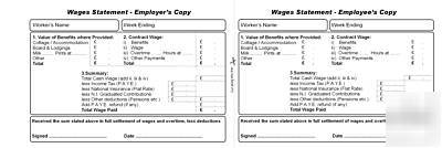 Agricultural wage pad - 52 employee/employer wage slips