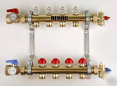 Brass manifold for radiant heat pex - 8 circuit