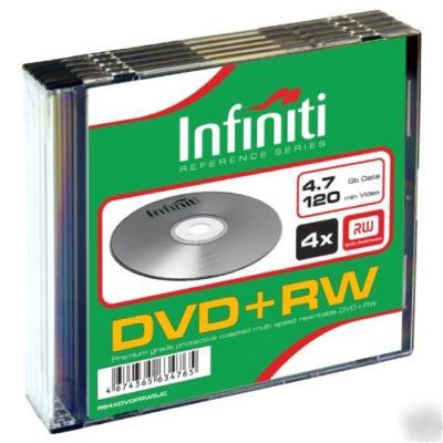 Dvd+rw 4.7GB 5 pk infiniti slim jewel cased rewritable