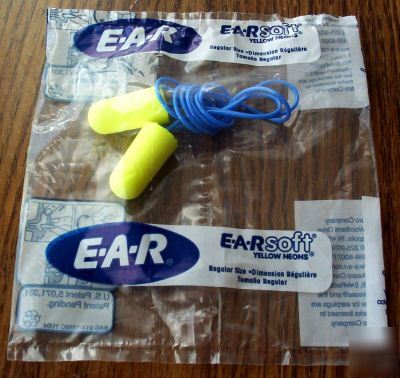 20 pr e-a-r, soft,yellow neons, corded ear plugs..try'm