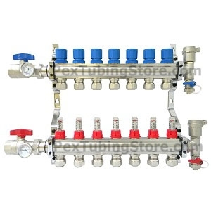 7-branch brass deluxe pex manifold for radiant heating