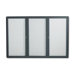 New gray fabric/cork bulletin board, 3 acrylic doors...