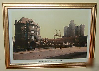 New black gate castle framed victorian picture print new