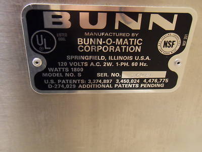 Bunn s commercial coffee brewer, pour over, 3 warmer ex