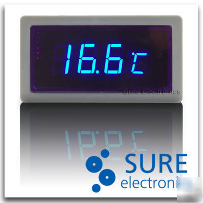 Digital blue auto thermometer panel meter two external