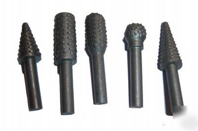 5PC drill 1/4 rotary rasp file burr bar bit die grinder