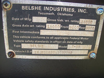 9 ton belshe equipment trailer-1998 model