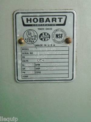 Hobart 140 quart pizza dough mixer 3 hp
