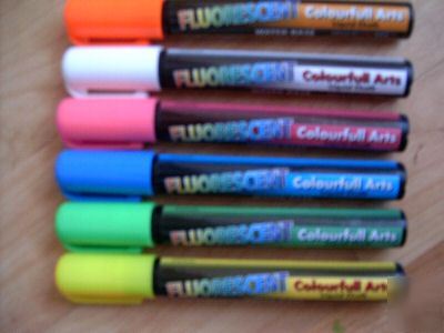 6 fluorescent chalk markers blackboard menu glass pens