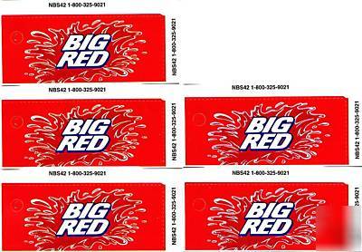 Big red small set of 5 same title plastic flavor labels