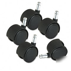 Duet hard wheel tread casters, black, five per set