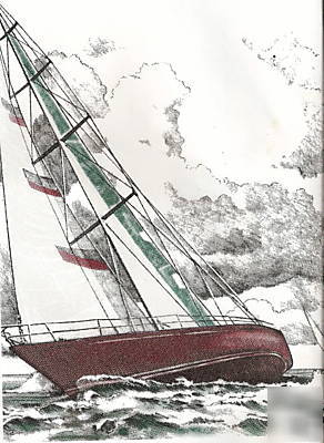 Eleven wood sailboat transfers 14.25 x 11.25 
