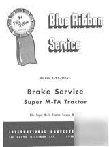 Farmall dealer brake service manual super m-ta tractor