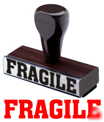 Fragile rubber stamp, wood handle, large print