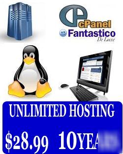 Unlimited web hosting $28.99 for 10YEARS -100% uptime 