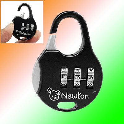 Black solid suitcase luggage combination 3 digit lock