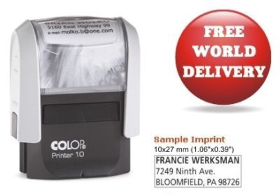 Custom self-inking rubber business stamp colop 10X27MM