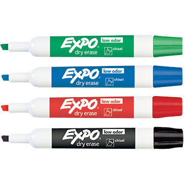 24 asst expo low odor chisel tp dry erase board markers