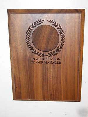 3 walnut manager appreciation lazer plaques awards 6X8