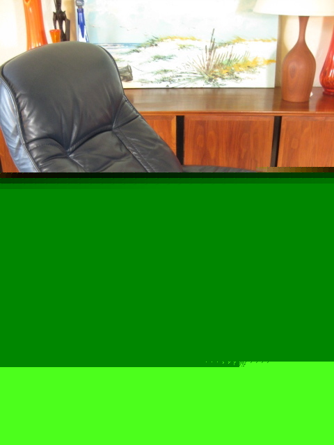 Danish modern leather ekornes desk office chair
