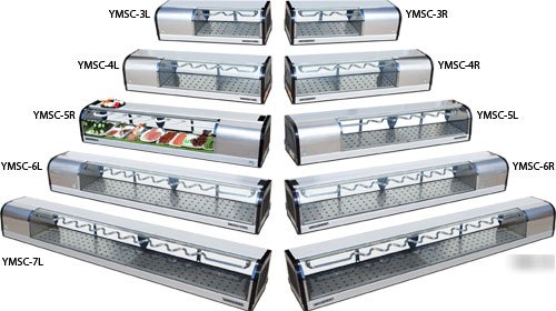New 6' sushi display case with left refrigerated unit