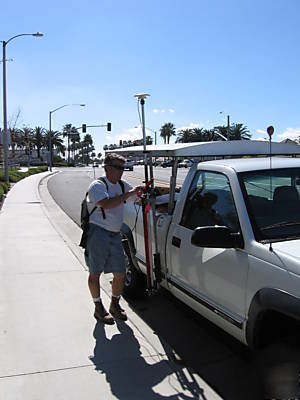 Truck rack to carry a gps rod for land surveying