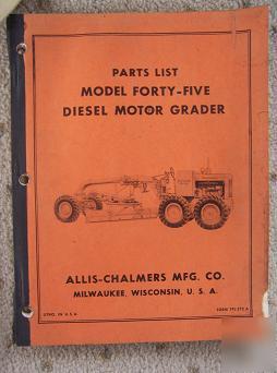 1950S allis chalmers 45 motor grader parts list ac w