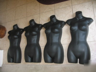4 female 3/4 mannequins torso black metal hook 30