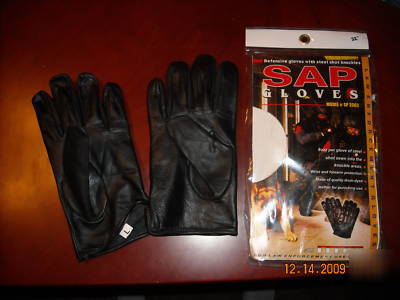 Law enforcement defender glove w/steel shot -security 