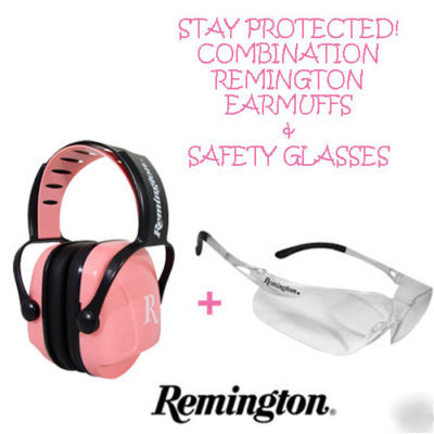 Womens remington combo safety glasses and pink earmuffs