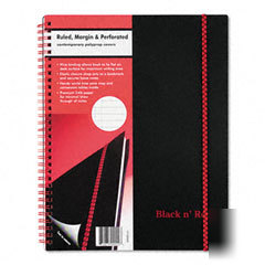 Notebook, ruled/margin, 11 X8-1/2 , black/red JDKK66652