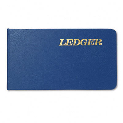 Six-ring ledger binder, blue cover, 100 pages