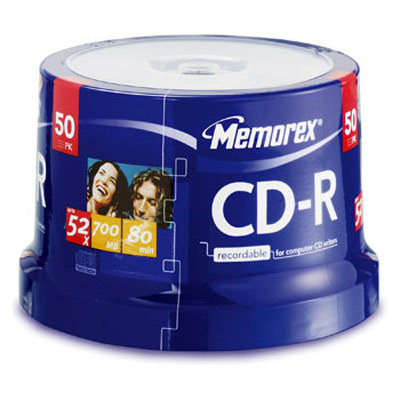 50 memorex 52X 80 minute cd-r blank cd discs.