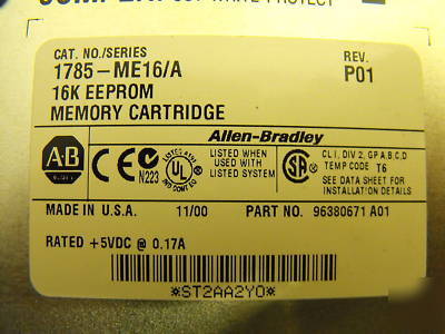 Allen bradley plc-5/20 processor module c# 1785-L20B/e 