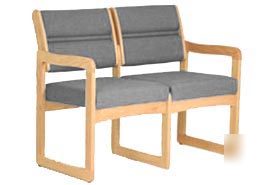 Chair/2 seat without center arms light oak gray fabric