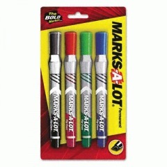 Everbold flip chart marker set, chisel point, bk/rd/be/