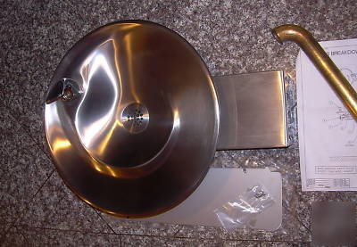 Cool round drinking fountain -- stainless steel