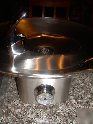 Cool round drinking fountain -- stainless steel