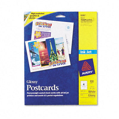 Inkjet-compat glossy photo-qualty postcrds 4/sht 100/pk
