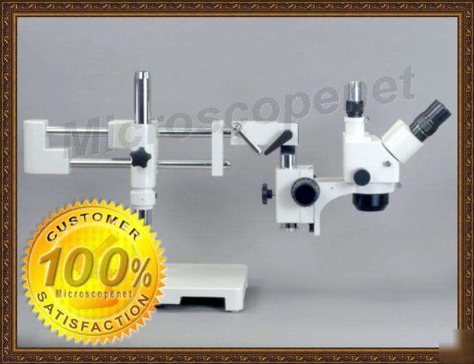 Zoom 5X~80X trinocular stereo microscope w boom stand
