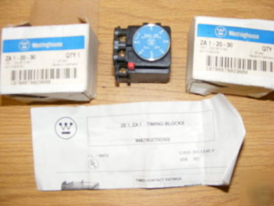 New 2 westinghouse ZA1-20-30 timing blocks 30 sec delay
