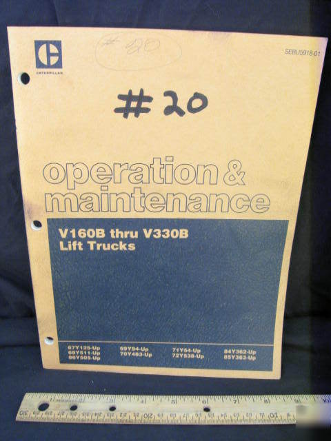 Cat caterpillar V160B thru V330B fork lift truck manual